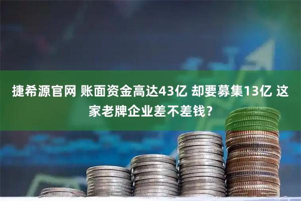 捷希源官网 账面资金高达43亿 却要募集13亿 这家老牌企业差不差钱？